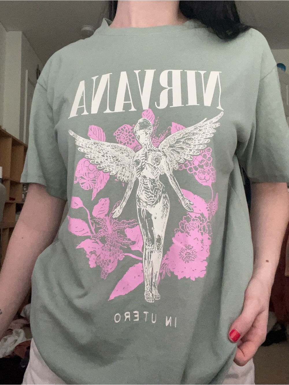 H&M Divided Nirvana Sage Green Crewneck Tee